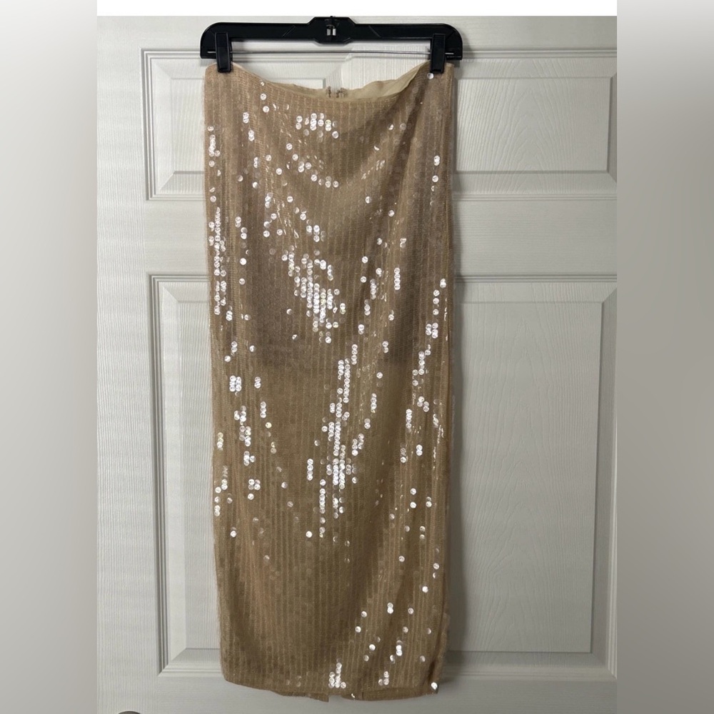 J. Crew Collection gold/beige midi sequin Skirt